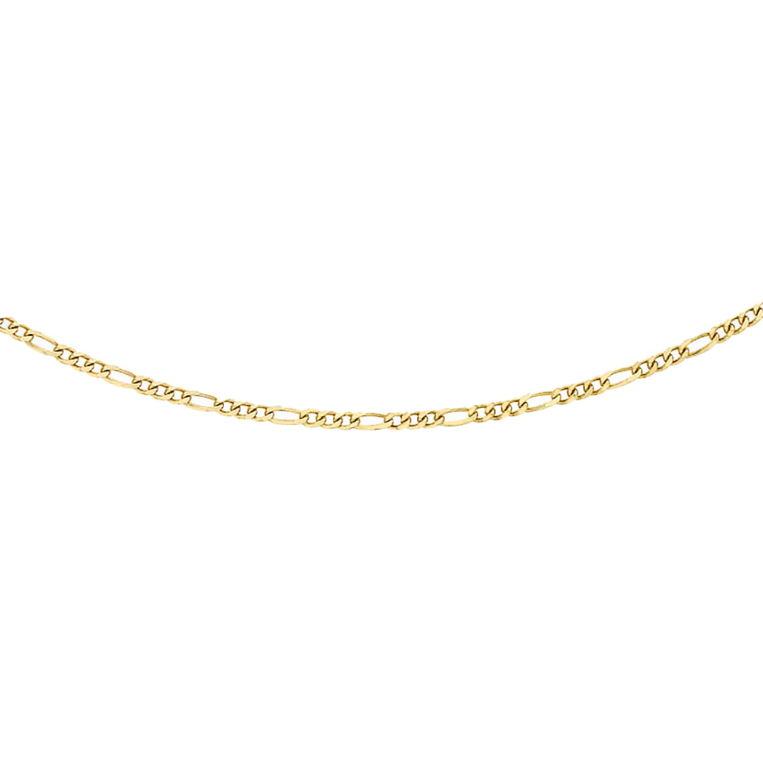 9K Yellow Gold 30 Diamond Cut Figaro 3+1 Necklace 45cm